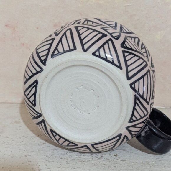 Handmade Ceramic Mug By The Tatted Potter With Geometric Design – 10 Oz coffee - Picture 7 of 11